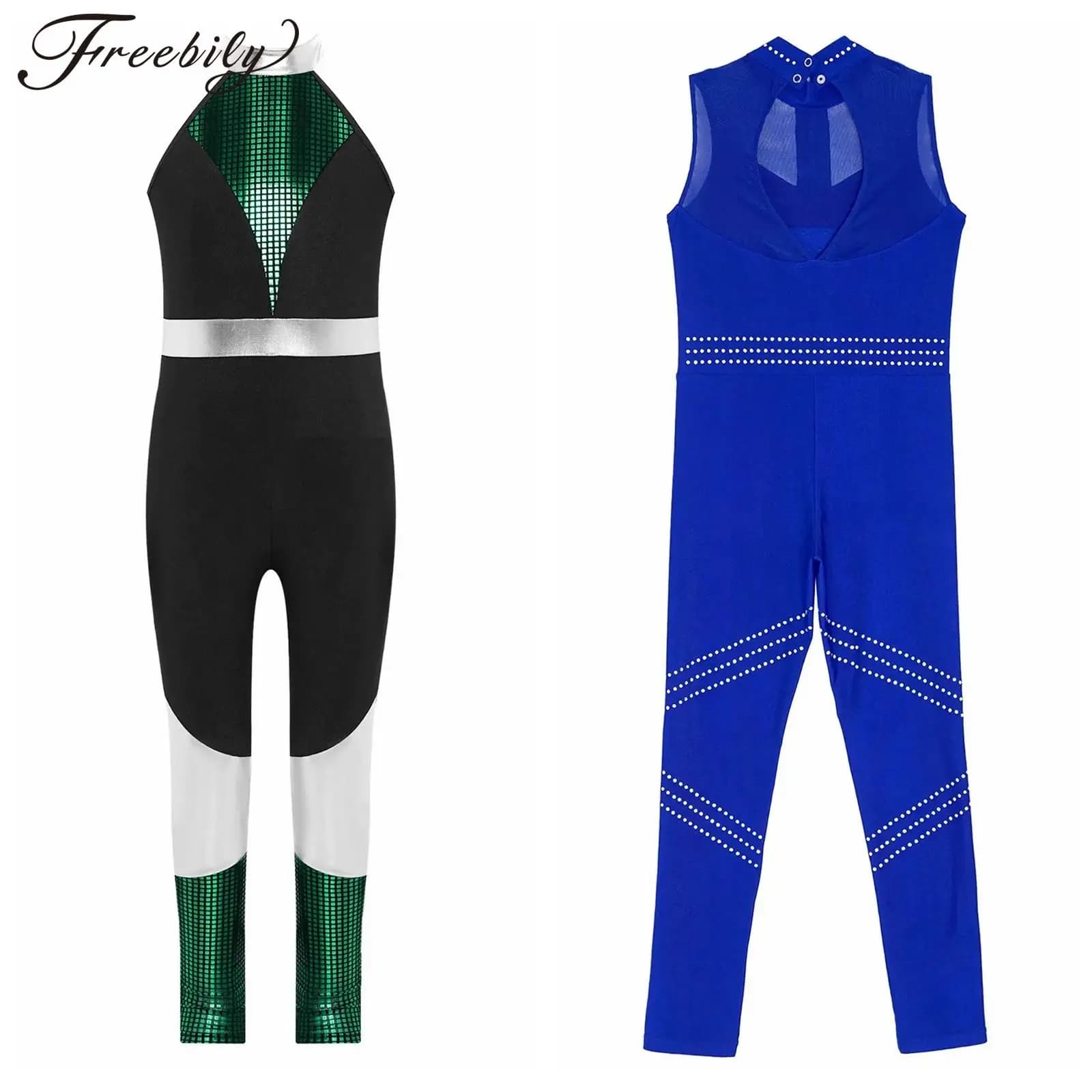 Bambini Ragazze Ginnastica Ritmica Tuta Acrobazia Body Pagliaccetti Tuta Costume Balletto Vestito Figura Pattinaggio Su Ghiaccio Body