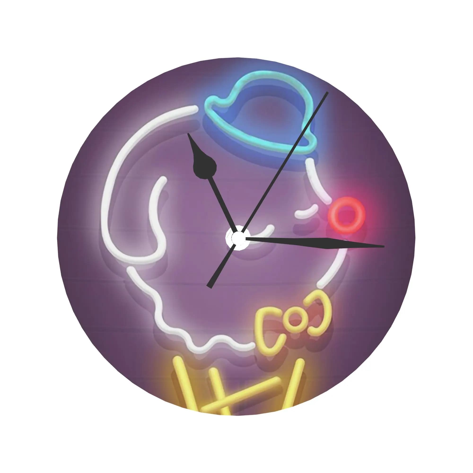 Smile Cane Neon Gelato Cucciolo Wall clock Decorating room Silent round watch for bedroom Living room Kitchen Home