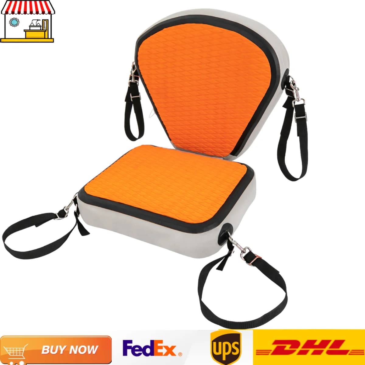 Sedile gonfiabile per paddle board per kayak | Sedile con schienale arancione/grigio/nero per barche a remi, pesca, canoa