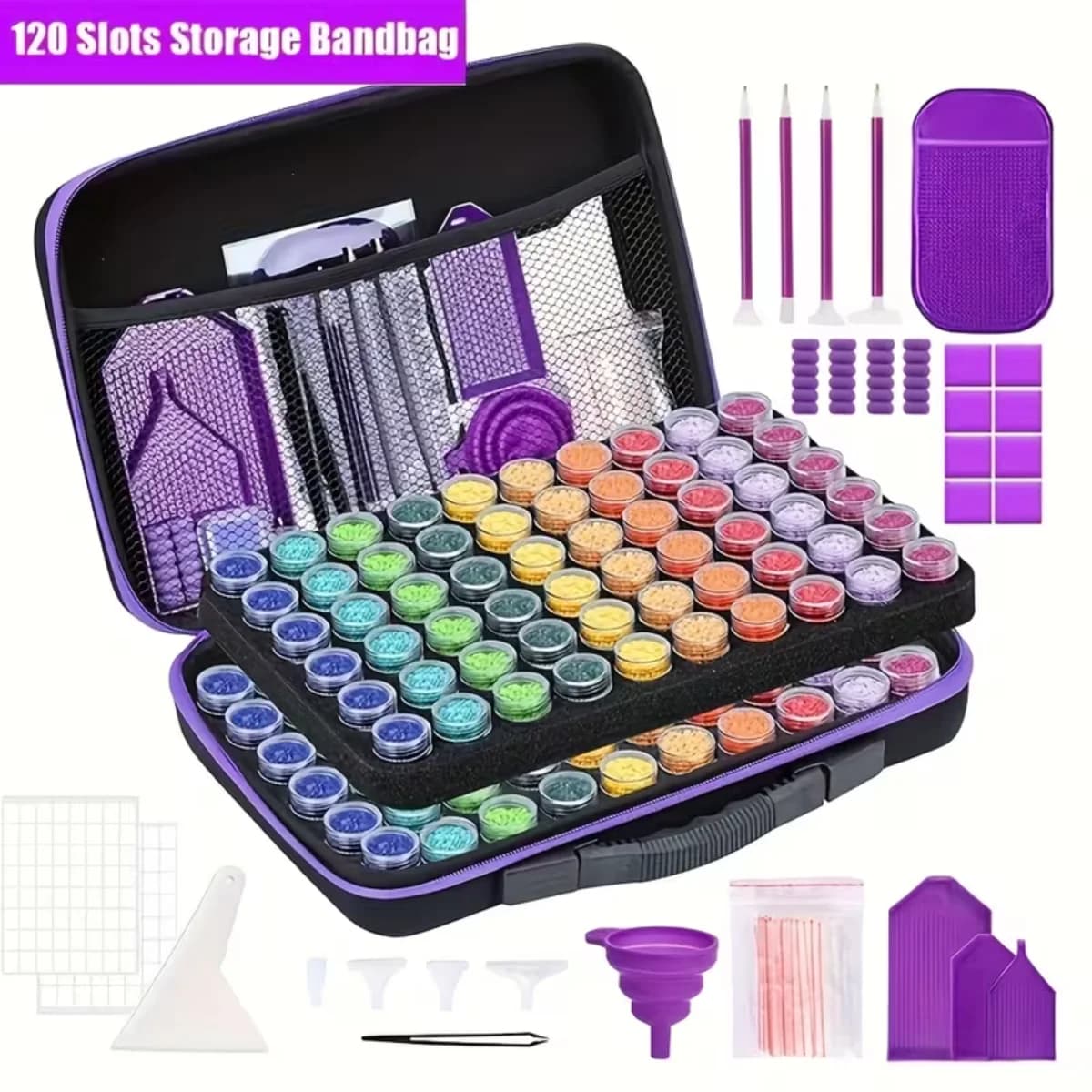 120 Slot Diamond Painting Storage Box Portable EVA Toolbox for Jewelry Bead Rings Pendants Sequins Rhinestones Crafts