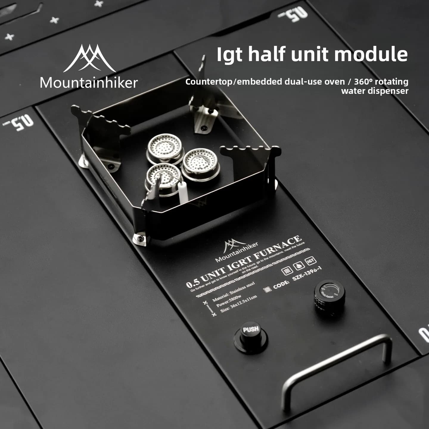 MOUNTAINHIKER New 0.5 Unit IGT Furnace Black Outdoor Camping Gas Furnace Embedded Dual-purpose Portable Stove Aluminum Alloy No