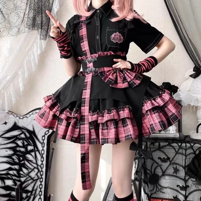 Gothic Gown Lolita Style Y2K Jirai Kei Japanese Uniform Costume Fresh Dancewear Women's Dresses Lower themed party