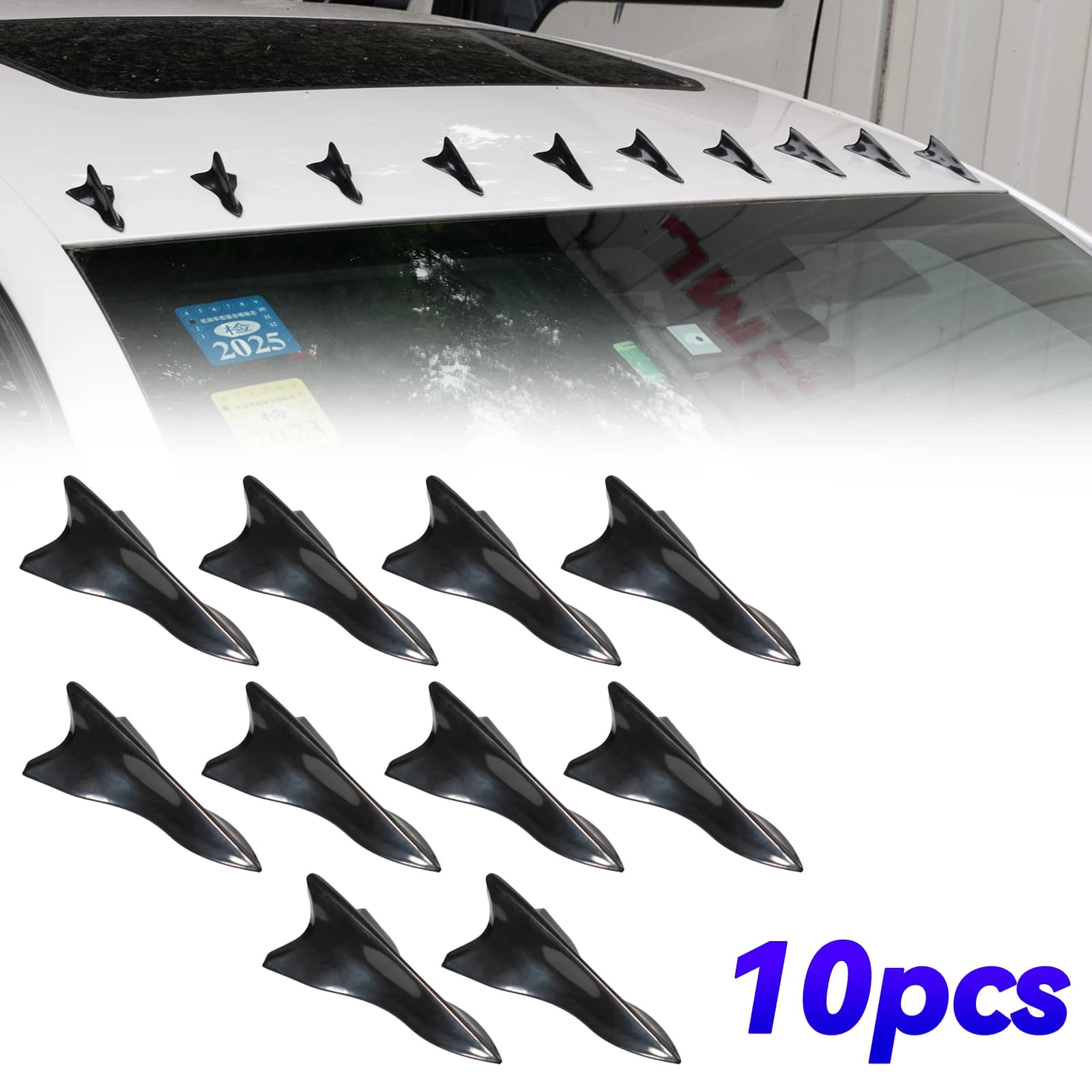 10pcs Universal Car Trunk Antenna Fit Shark Fin Diffuser Vortex Generator Wing Roof Tail Spoiler Bumper Set Body Kit Decoration