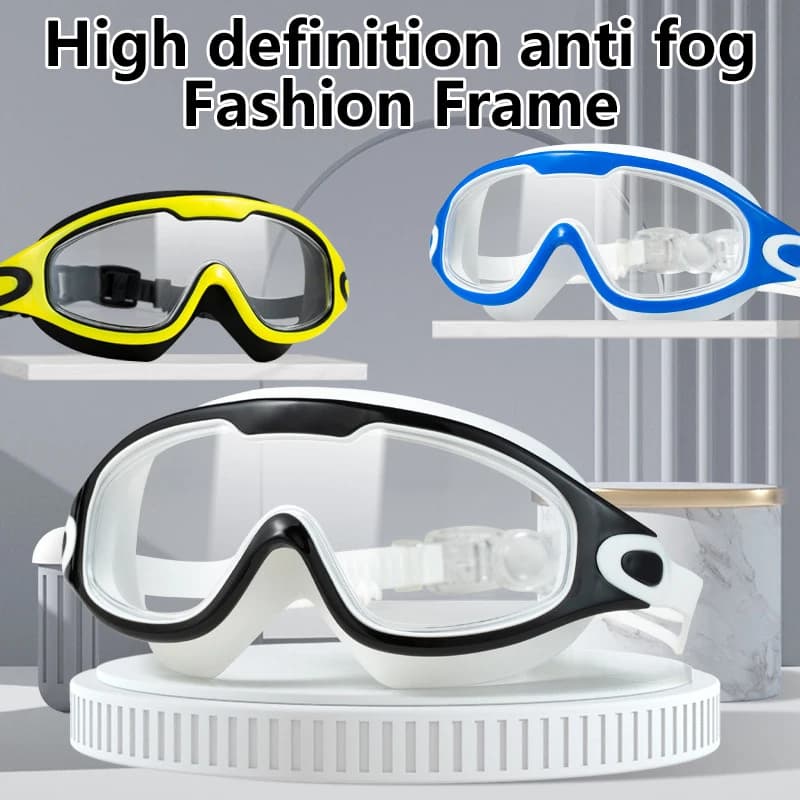 New Swimming Goggles High-definition Waterproof Anti-fog Adult Men And Women Swimming Goggles Flat Big Frame Swimming Glasses
