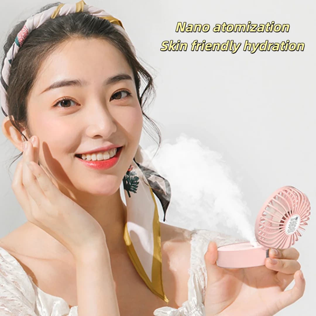 Summer handheld spray folding small fan USB charging convenient neck fan desktop mini fan quiet desktop small fan