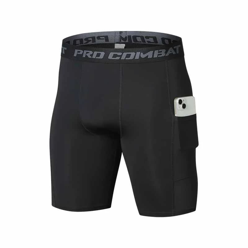 2026 Mens Gym Shorts with Pockets Workout Compression Leggings for Men Polyester Boxer Briefs Running Basketball Athletic Tights