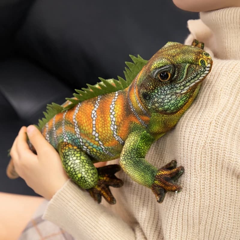 Peluche di Lucertola Realistica, Simulazione di Fauna Selvatica Tropicale, Giocattolo di Camaleonte Imbottito, Modello di Rettili Carino, Regalo per Bambini