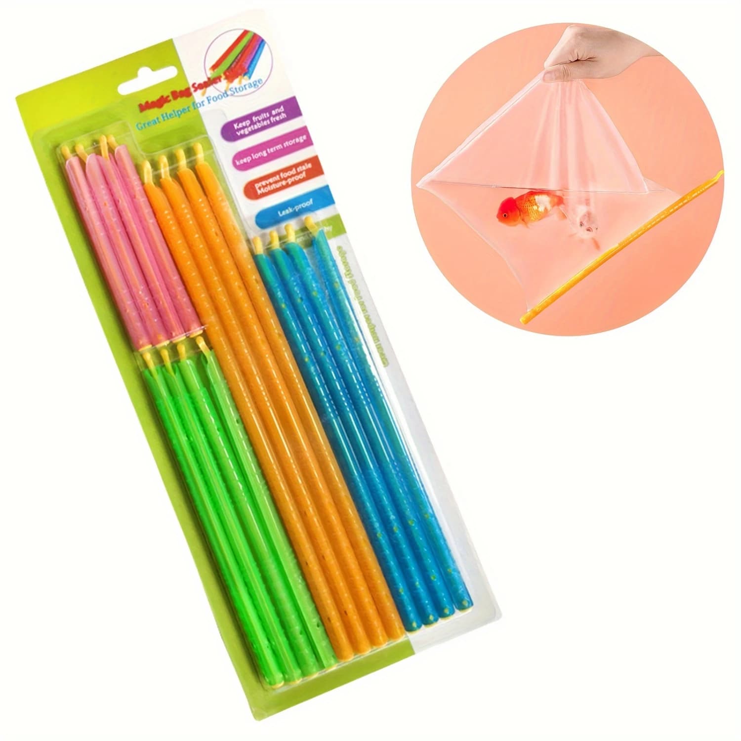 "16pcs Multi-Color Snack Bag Sealer Stick Set, Different Size Food Bag Sealing Clip, Household Refrigerator Tools"