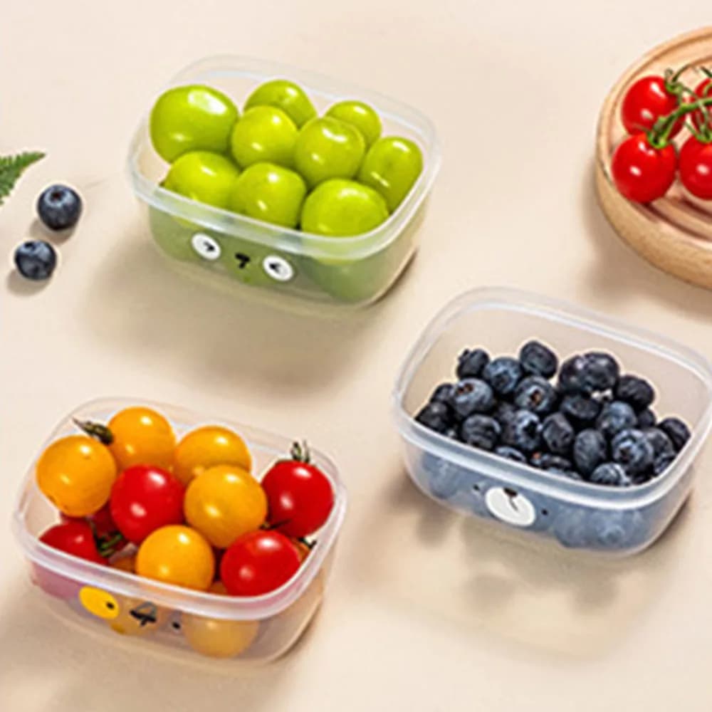 3PCS PE/PP Fruit Storage Containers 300ml Airtight Lid Vegetable Storage Containers Food Storage Containers For Kitchen Use