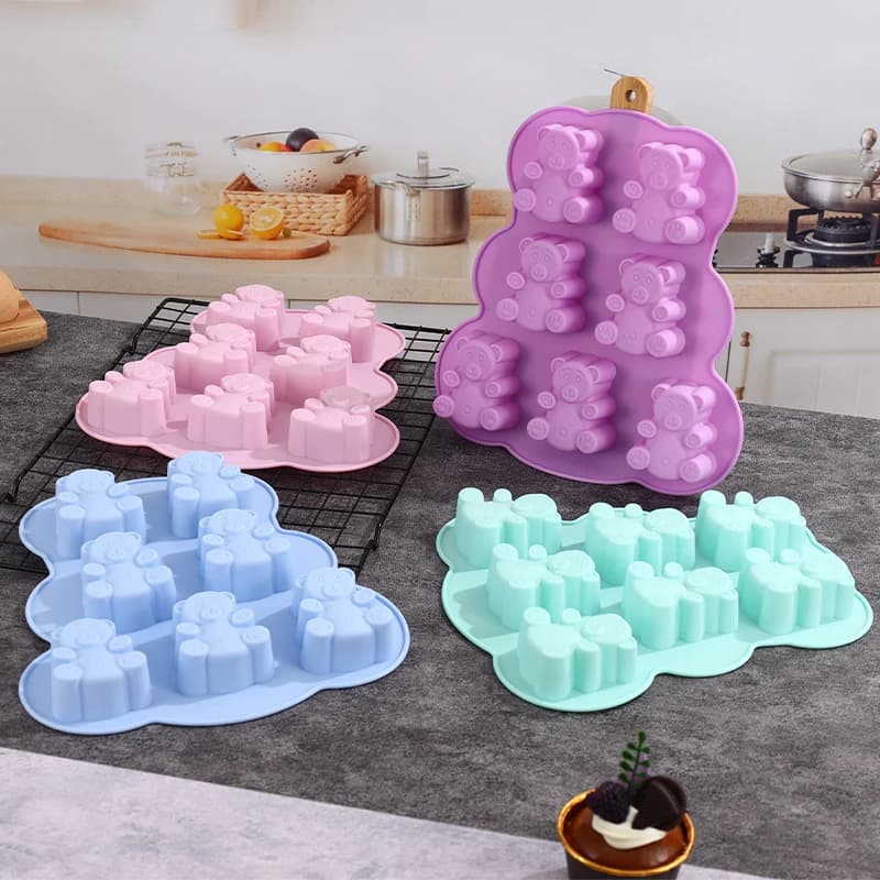 Stampi per orsi gommosi in silicone, stampi per gelatine per bambini: realizzare grandi orsi di caramelle e cioccolato; gelatina, gelatina, sapone, stampi per ghiaccio