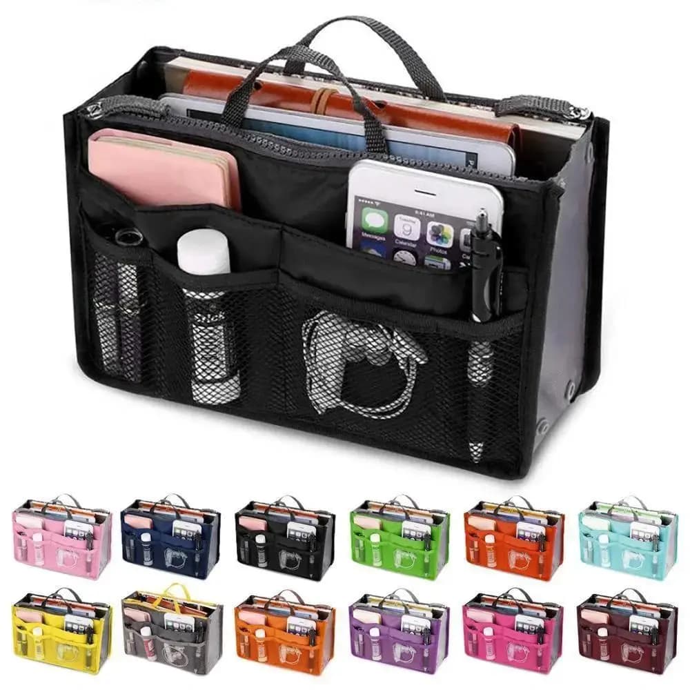 Borsa con inserto per organizer Borsa da viaggio in nylon da donna Borsa con inserto per organizer Borsa con fodera grande Borsa per cosmetici per trucco da donna Borsa da donna economica