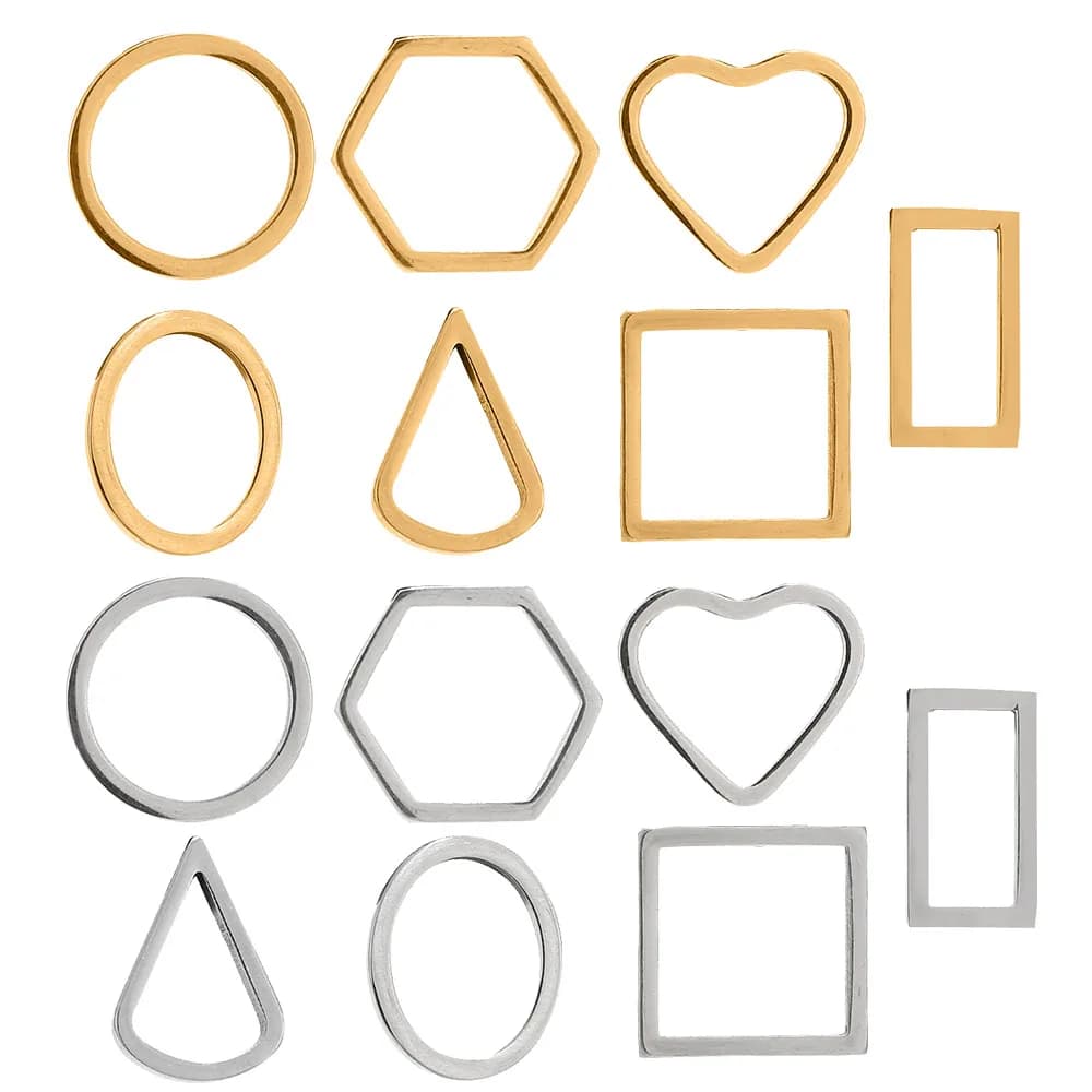 10 pezzi in acciaio inossidabile senza cuciture forte cerchio geometrico cuore esagonale connettore ovale collegamenti per gioielli fai da te indumenti borse accessori