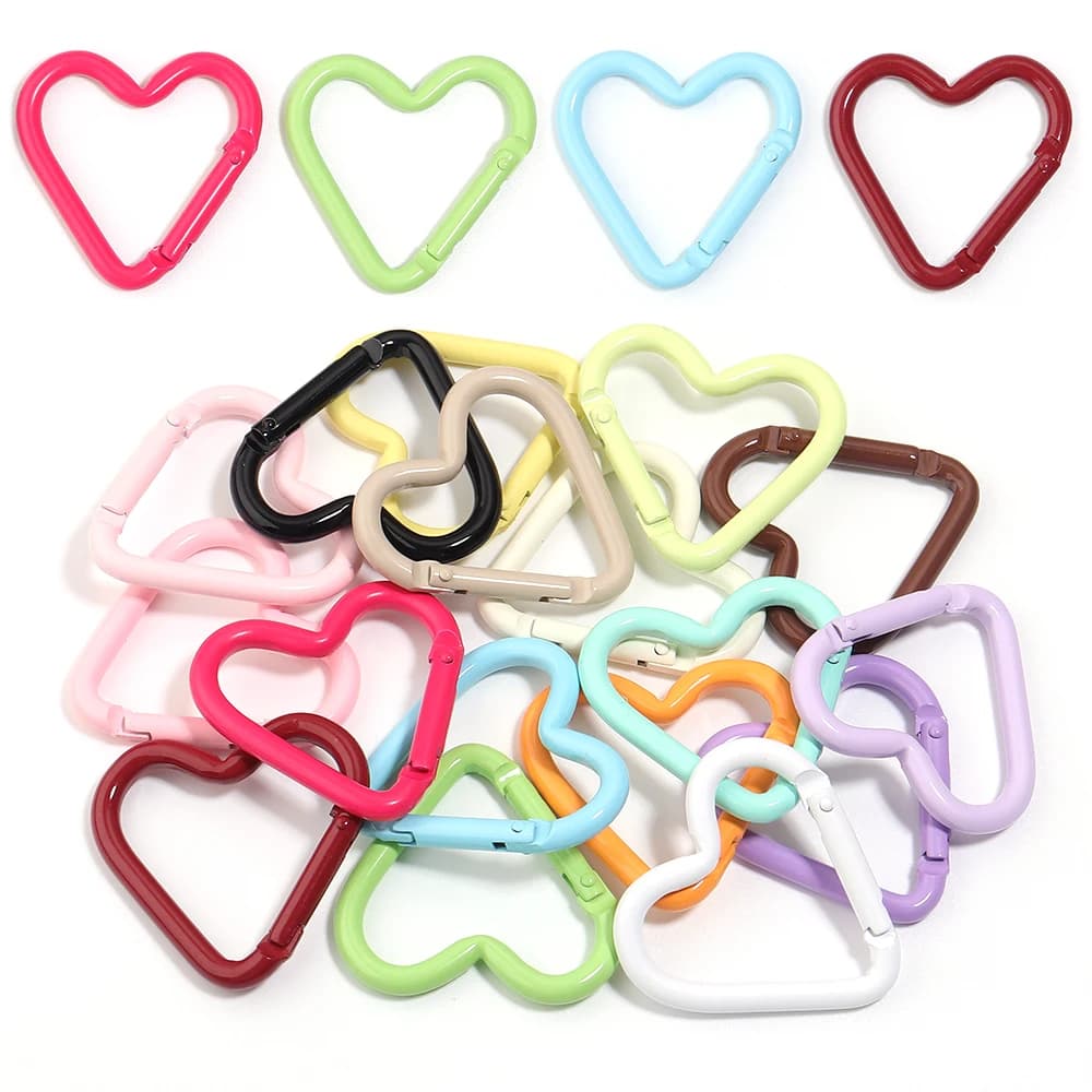 5 pz/lotto Moschettoni a molla a forma di cuore verniciati a spruzzo, Ganci per portachiavi, Catena per cani, Connettori per gioielli fai da te, Forniture