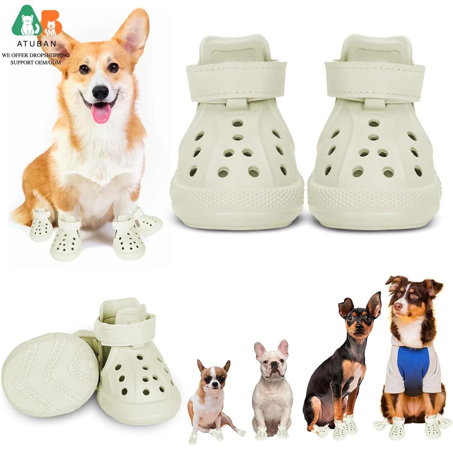 Scarpe per Cani per Pavimento Caldo Estivo, Stivali Impermeabili e Protezioni per Zampe, Stivaletti Antiscivolo per Pioggia, Sandali Facili da Pulire