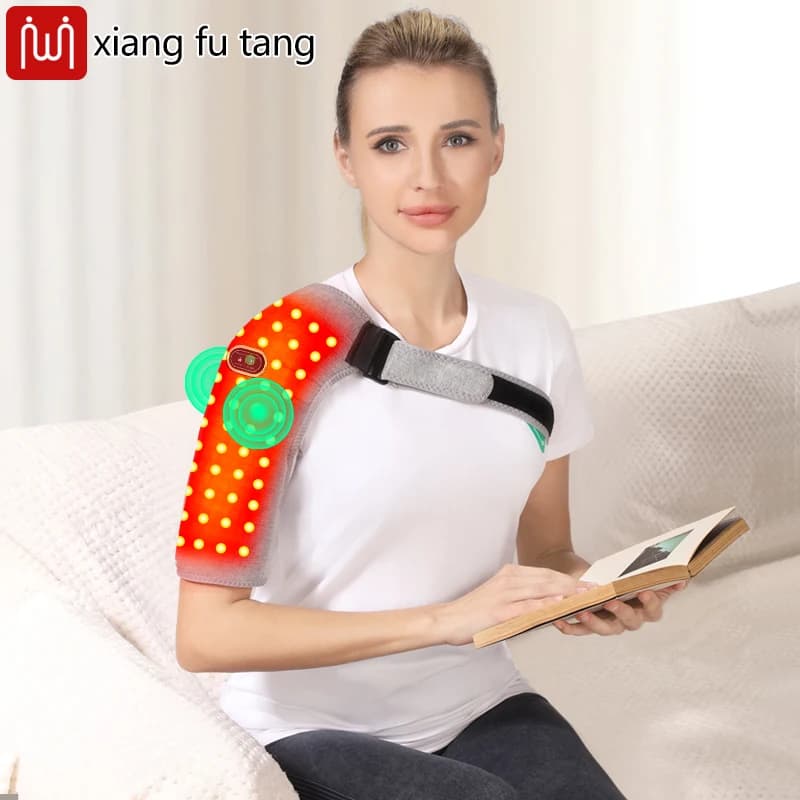 Fascia per spalle riscaldata elettrica a luce rossa - 3 Calore e massaggio - Rilassamento muscolare e comfort articolare - Cura delle spalle per anziani/Ventole fitness