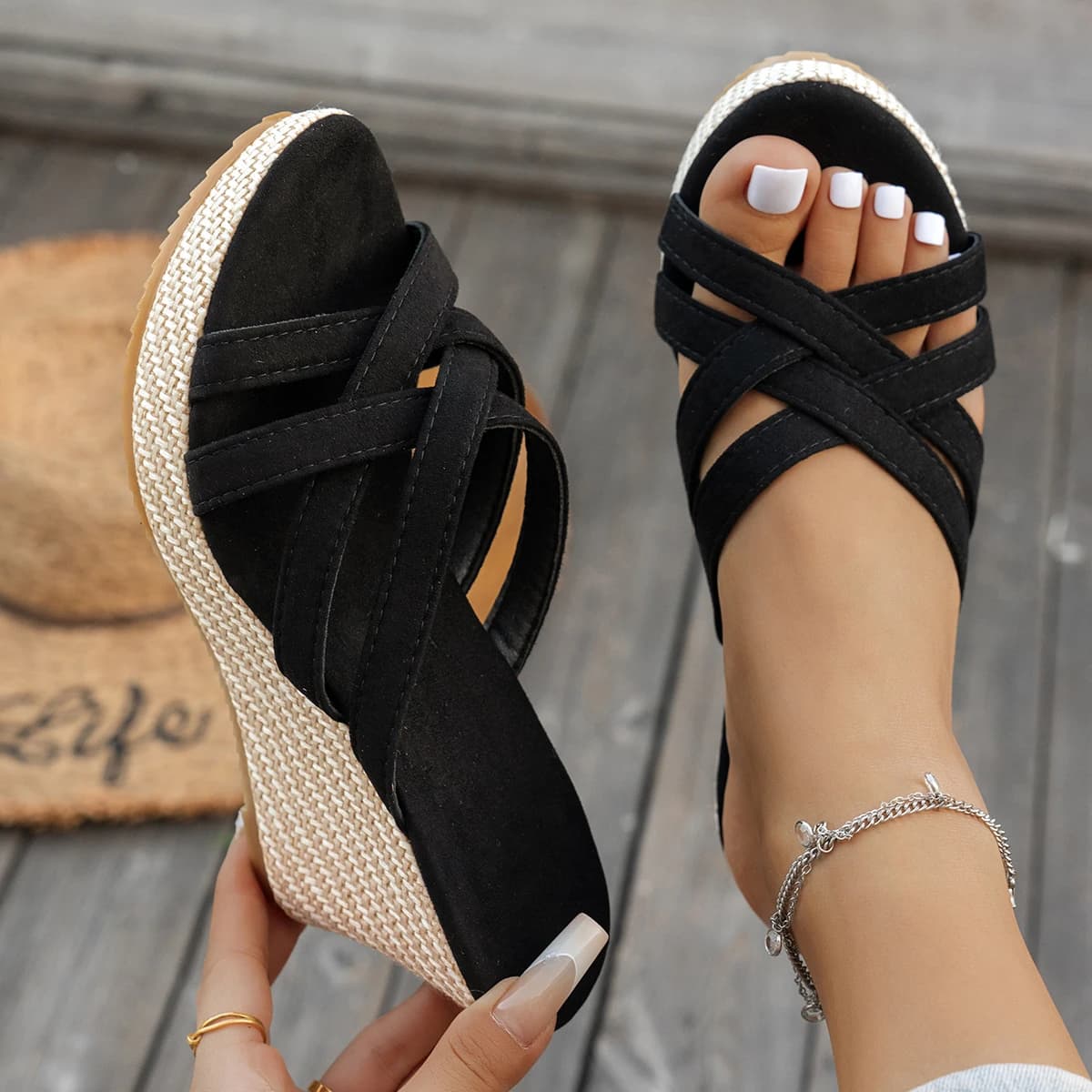 2025 Summer New Women Fashion Wedge Sandals Casual Platform Sandals Trend Thick Sole High Heel Shoes for Women Zapatos De Mujer