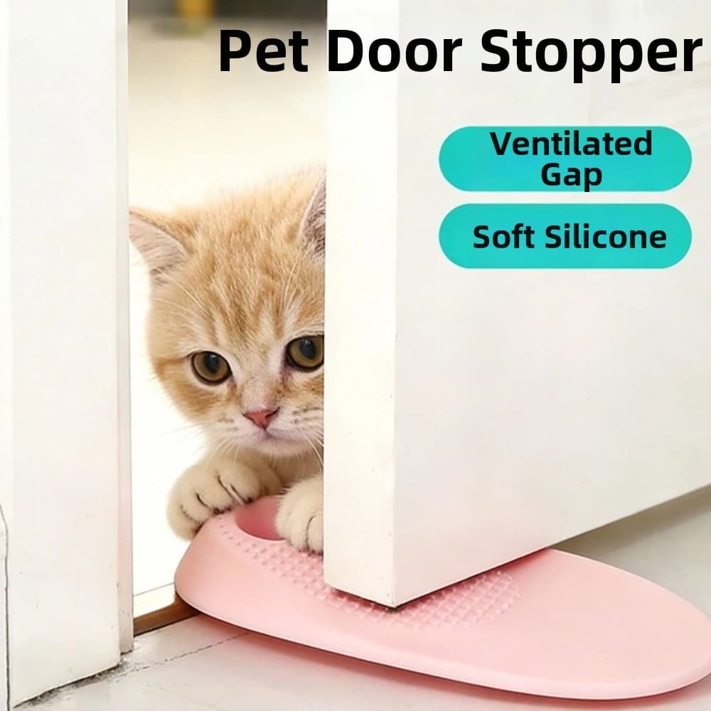 Fermaporta Antiscivolo per Animali Domestici Facile da Installare, Cuneo in Silicone Antivento, Blocco Porta Anti-Collisione per Gatti, Protezione per Porte