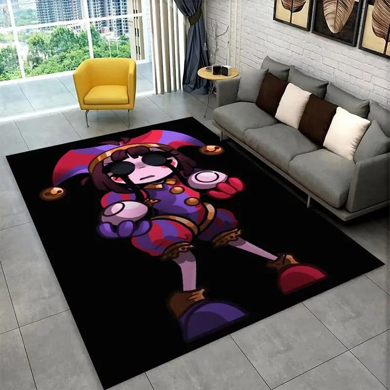 Cartoon Amizing Digtal Circus Pomni Non-Slip Area Rug for Living Room,Bedroom,Playroom,Carpet Floor Mat Home Decor Rug Room
