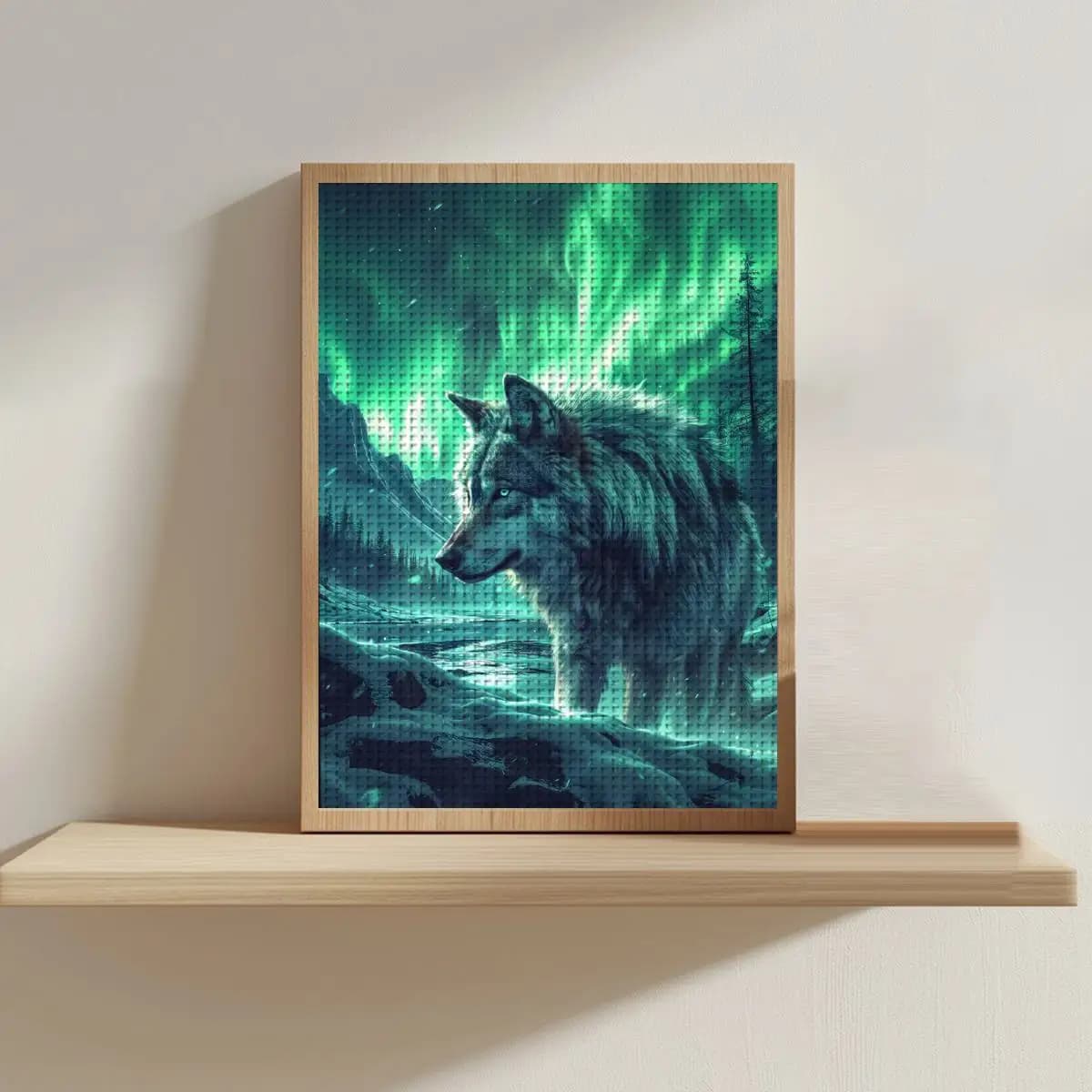 1pc 30X40CM/11.8*15.74inch Aurora Wolf stamped cross stitch kit DIY kit 11CT/14CT DIY Embroidered set DIY Cross-Stitch Set
