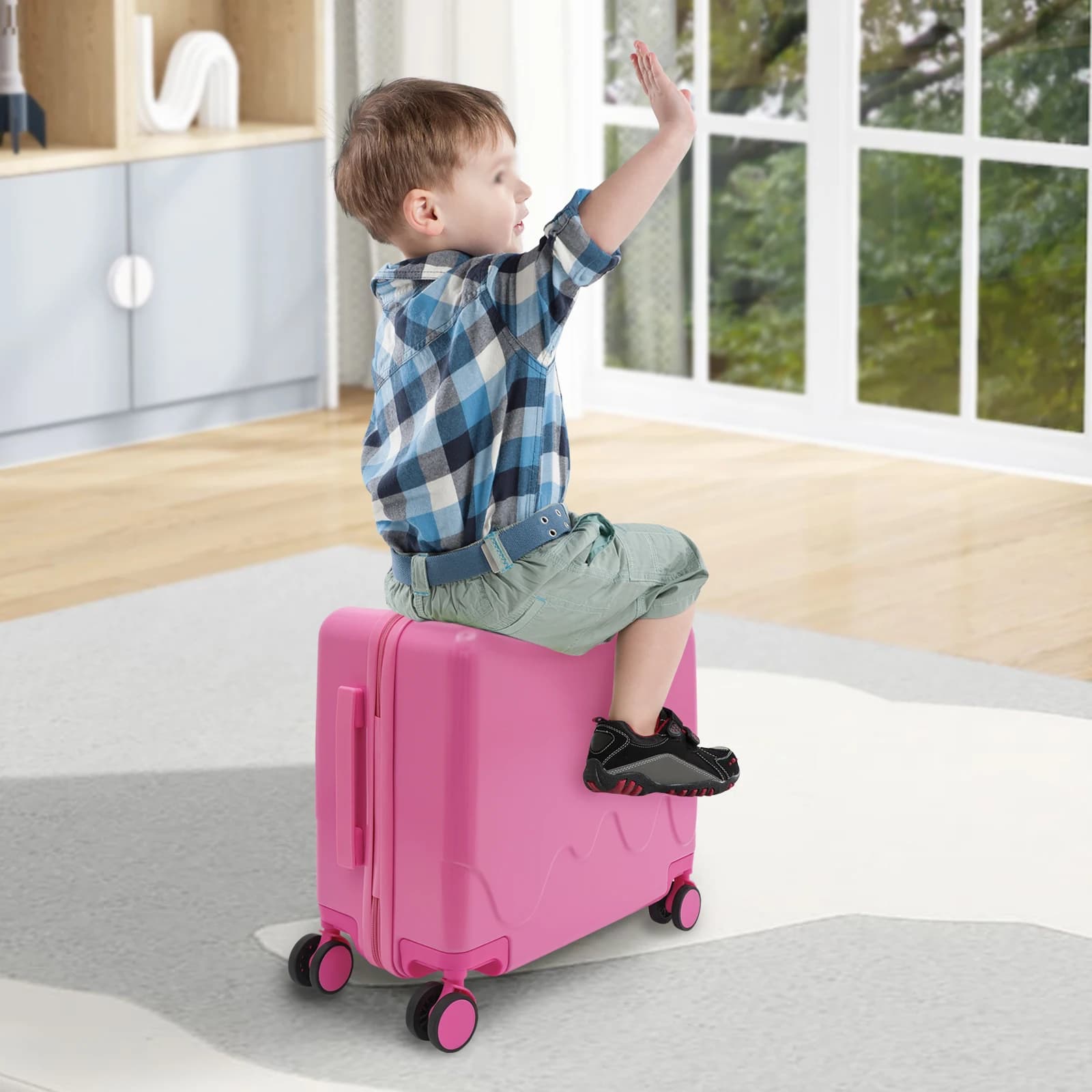 Children's suitcase with handle and padlock, children's suitcase from 3 to 6 years, 37L