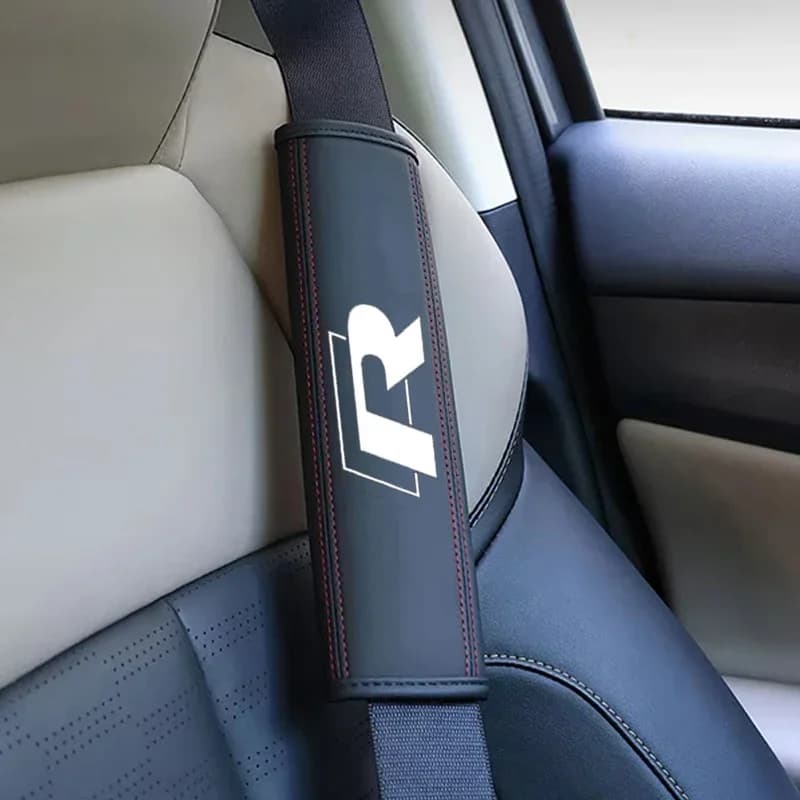 VW 2026 New 2 Pieces for Volkswagen RLine Polo Golf GTI Passat Tiguan Touareg Caddy Jetta Covers Leather Safety Belt for Cars