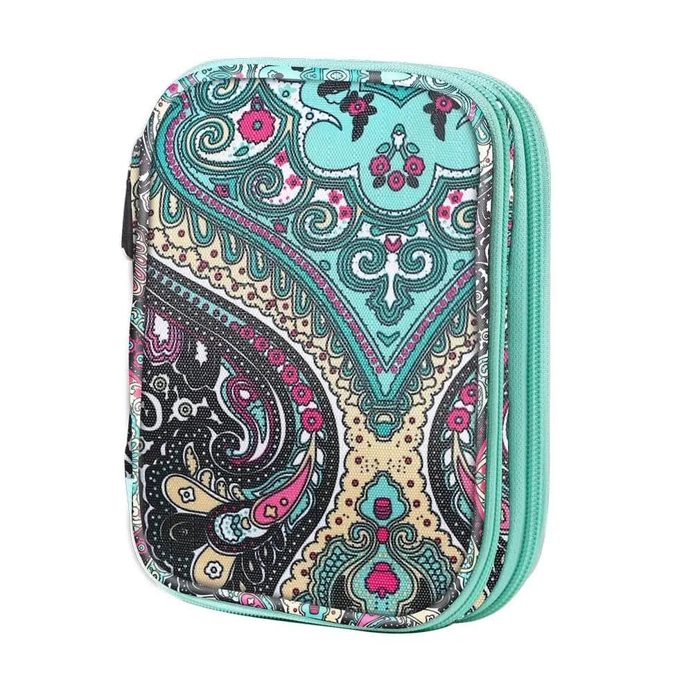 Oxford Cloth 2 Layer Crochet Hook Pouch 17.5x14cm Rectangle Knitting Needles Storage Bag with Web Pocket Zipper