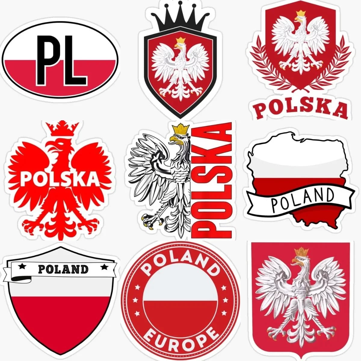 Adesivi Creativi con Aquila, Bandiera, Mappa e Teschio della Polonia, in Vinile PVC, per Auto, Casco, Moto, Laptop, Muro, Bicicletta, Camion, Accessori