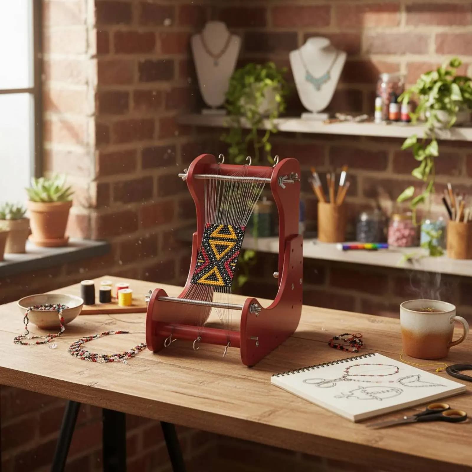 DIY Bracelet Weaving Machine Sleek Finish Wooden Bead Loom Jewelry Making Loom Kit Craft Supply for Crafters, Workshop