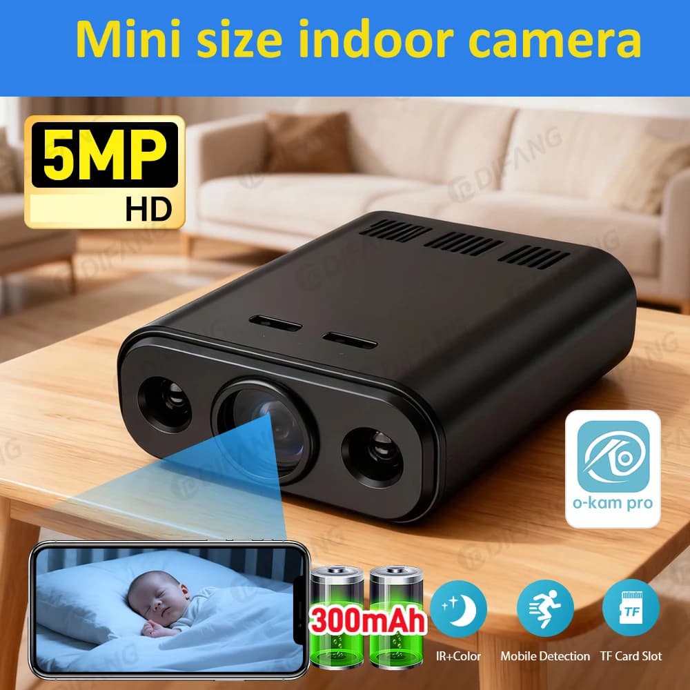 Mini telecamera da interno 5MP HD Video Voice Mini Dv Registratore portatile Nanny Cam Telecamera di sicurezza nascosta per ufficio Home Baby Monitor
