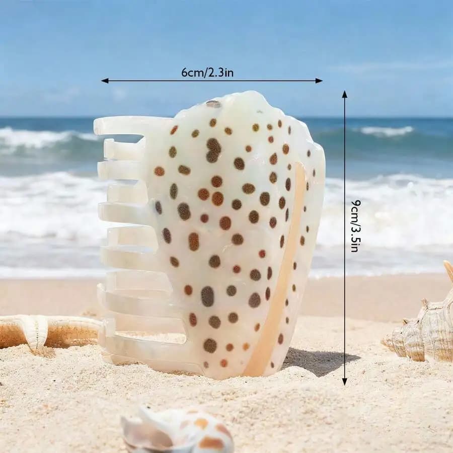 Fermaglio per capelli da donna in acetato con motivo a conchiglia, accessorio moda per vacanze al mare e festival