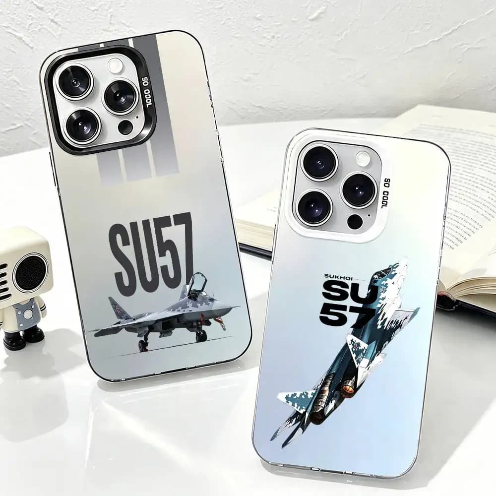Sukhoi Su 57 Phone Case For iPhone 17,16,15,14,13,12,11 Plus,Pro Max,XS,Colorful Silver Phone case Funda Cover