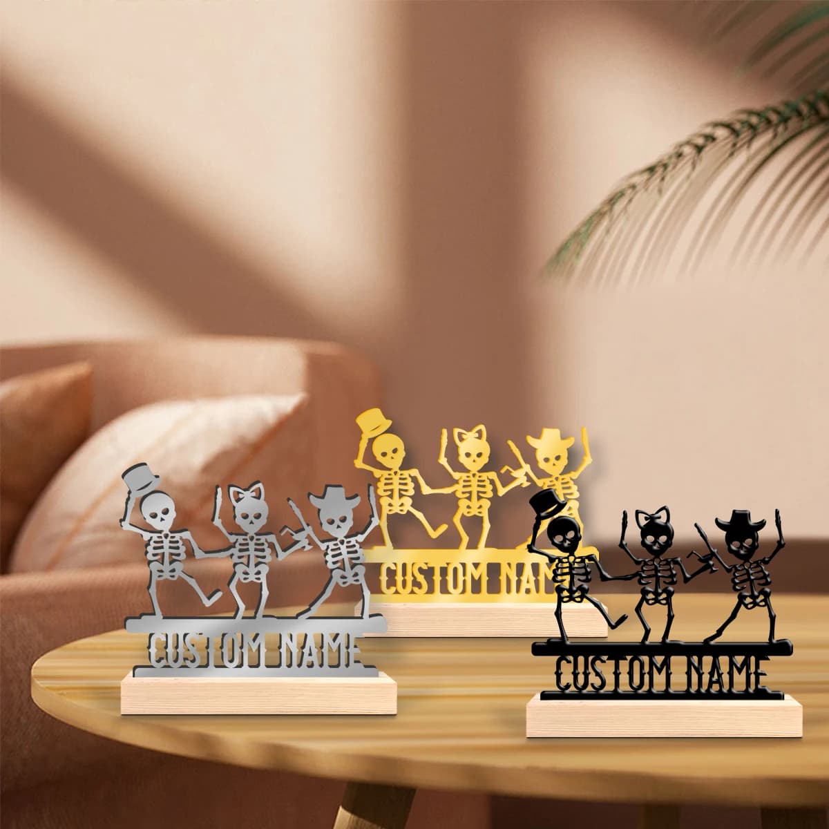 1pc Interesting Metal Desktop Decoration Custom Name With Wooden Base Room Decorations, Bar Counter Decorations