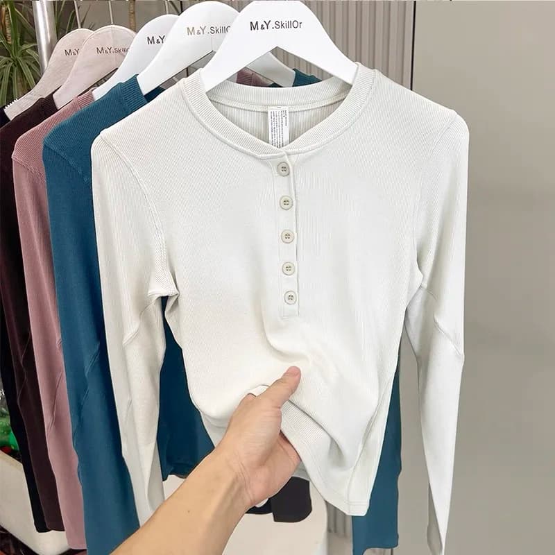 Women sports top, long sleeve t-shirt for pilates, yoga, running, training and fitness, tight and slimming