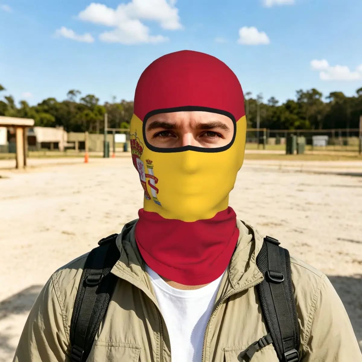Maschera Antivento per Moto e Bici con Bandiera Spagnola, Protezione Solare per Esterni, Copricapo per Ciclismo