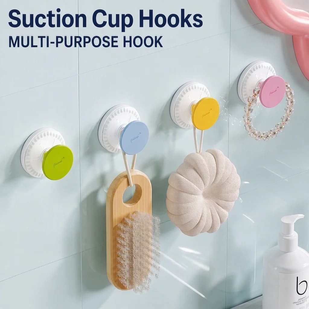 2/4PCS Suction Cup Hooks Powerful Vacuum Waterproof Reusable Door Hanger Bathroom Bedroom Key Bag Wall Storage Holder Organizer