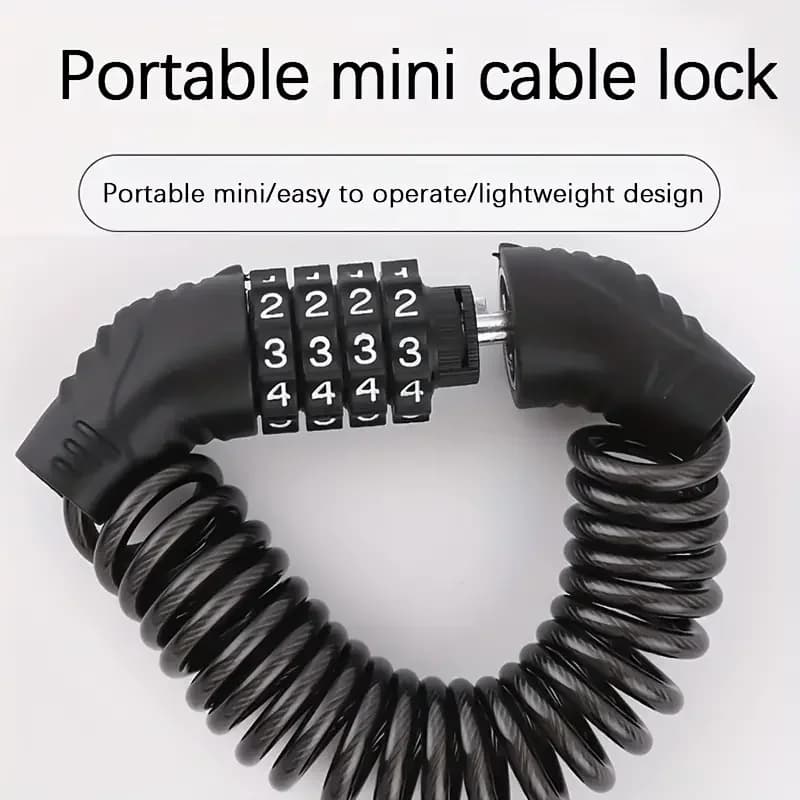 1pc Bicycle Lock Wire Rope Chain Lock Combination Lock Mountain Bike Motorcycle Anti-theft Password Bag Lock Helmet Lock