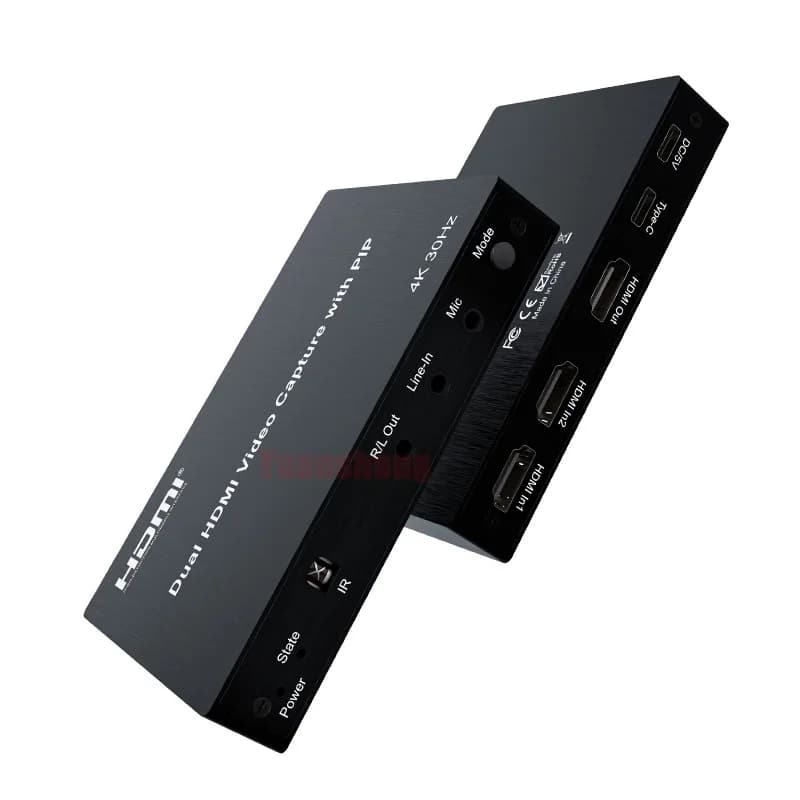 Doppia acquisizione video 4K 30 Hz con PIP per sorgenti di segnale HDMI 2 in una sola uscita composita per la registrazione dello schermo in streaming live
