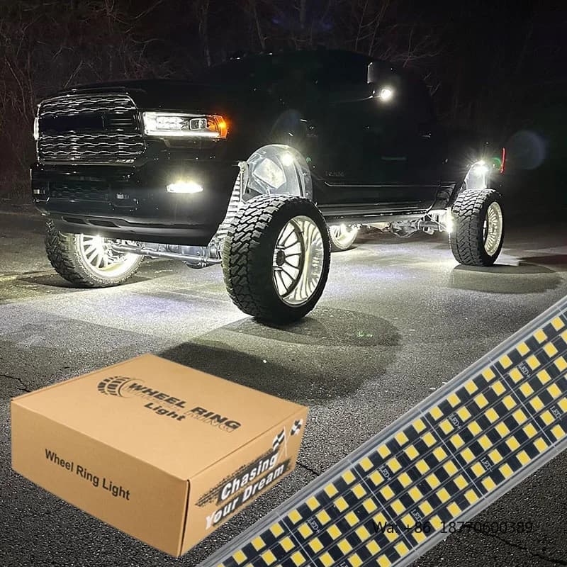Kit Luci LED per Cerchioni Auto RGB RGBW Bianco Puro, Striscia Luminosa a Fila Singola 5 10 12 File, 15.5 17 Pollici, per Camion