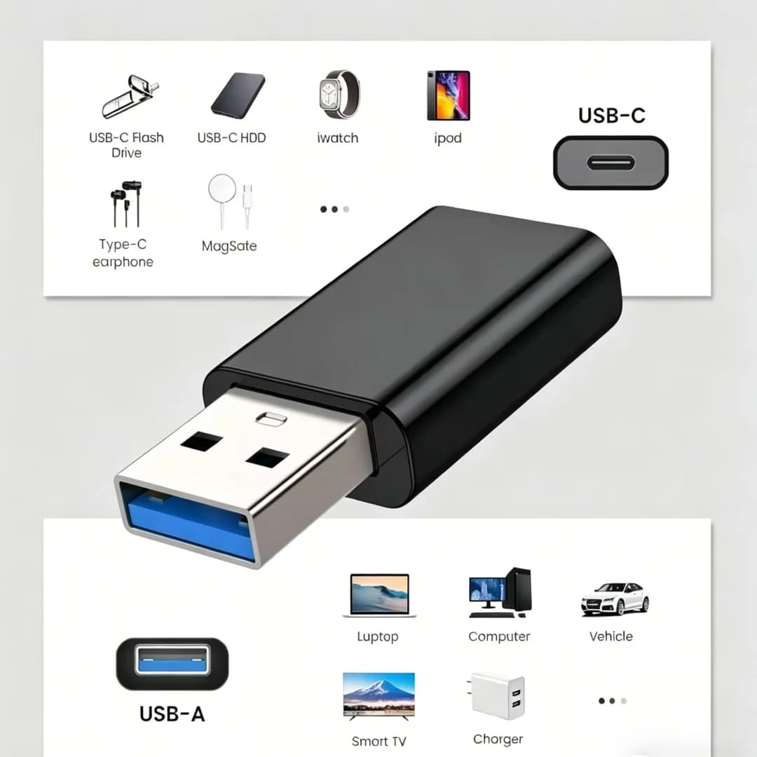Convertitore per la trasmissione dati e la ricarica dell'auto, adattatore per disco rigido, cavo dati USB a Type-C per ricarica rapida, accessori per cellulari da auto