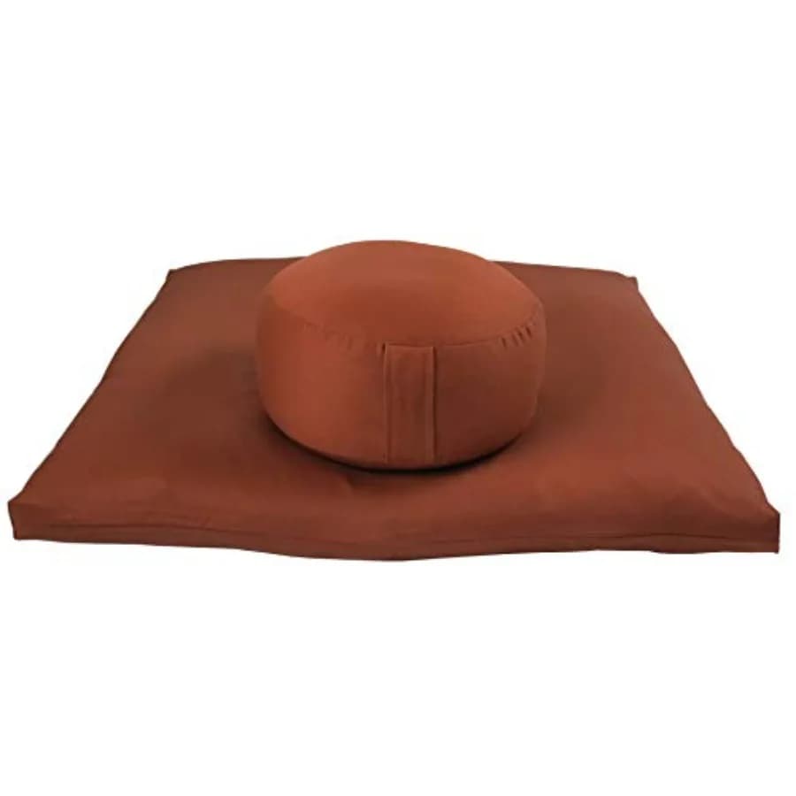 Round Zafu and Zabuton Meditation Cushion Set 2pc for Yoga and Mindfulness Practice Soft Cotton Fabric in Earth Tone Colors Erg