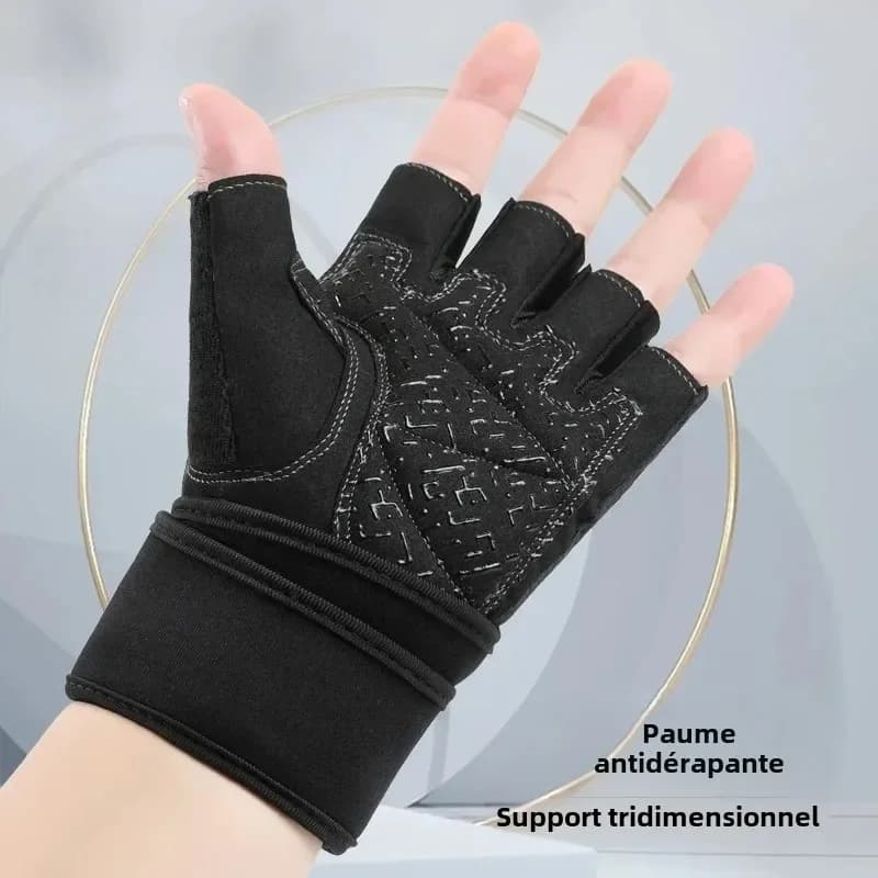 Gym Gloves Grips Anti-slip Wrist Straps Wrist training protection anti-slip movement half fingers Anti-coke palm protection