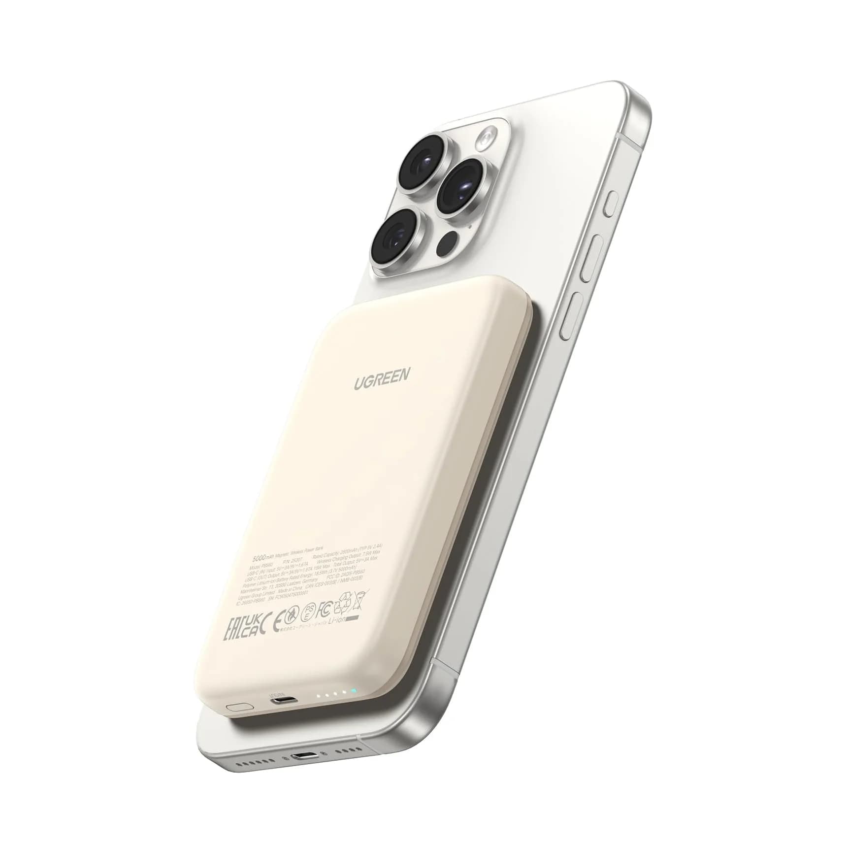 UGREEN Power Bank 5000mAh Magnetico Sottile 15W Caricabatterie Wireless Portatile per iPhone Serie 15