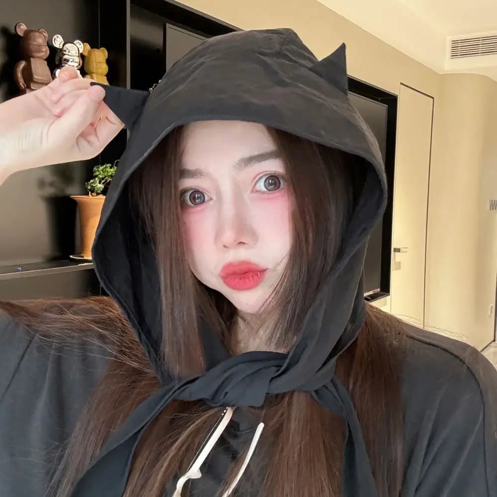 Versatile Korean Style Little Devil Horn Headscarf Quick-drying Solid Color Strap Hat Sunscreen Hat Sun Cap Beanie Cap Sports