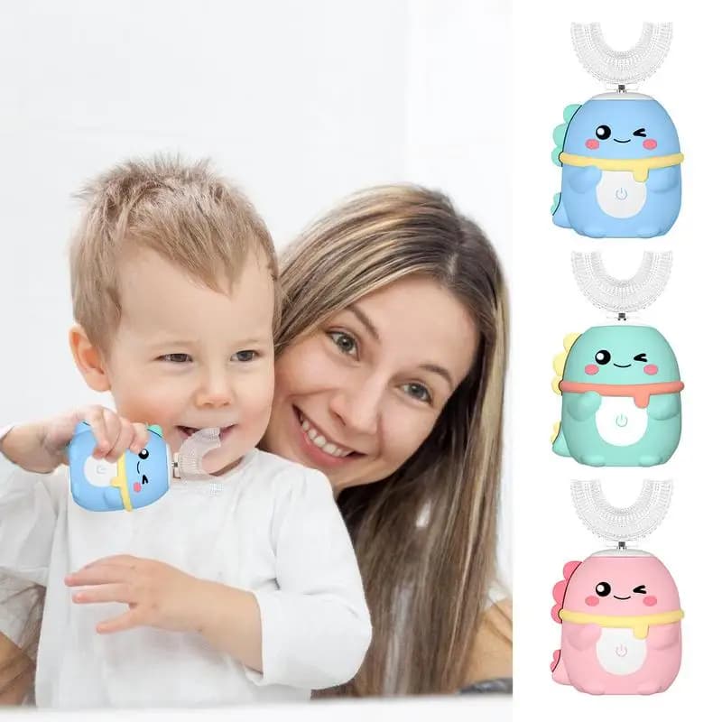 U-shaped toothbrush for children Automatic cleaning Cartoon toothbrush Dinosaur Function Vibration function for daily oral hygiene Encouraging