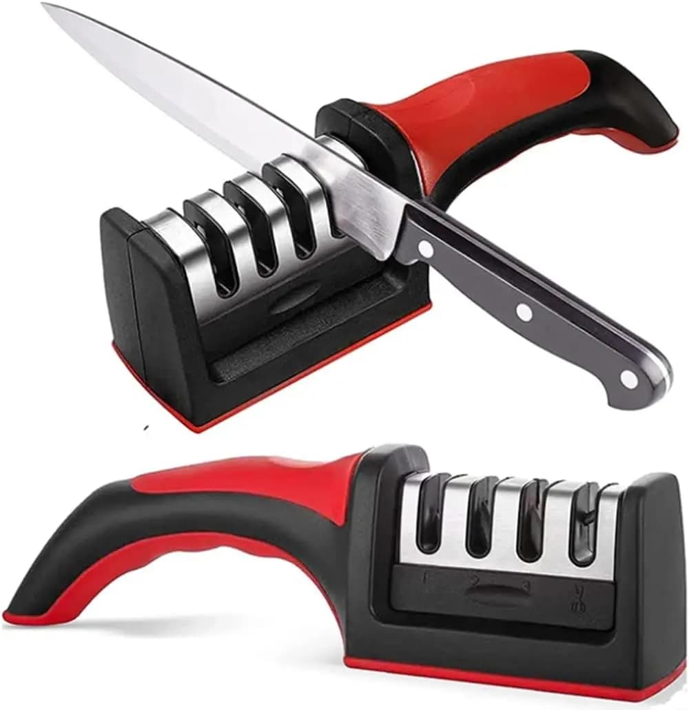 Kitchen Knife and Scissors Sharpener Tungsten Steel Handheld Multi-Stage Kitchen Tool Fast Sharpening for Home Kitchen Use