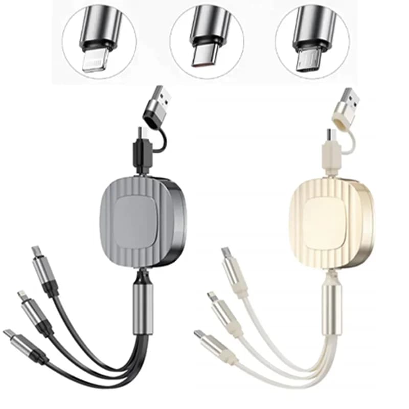 Cavo USB TYPE-C 3 in 2 retrattile per iPhone Samsung Huawei Xiaomi OPPO Cavo di ricarica rapida Accessori per telefoni di dimensioni mini