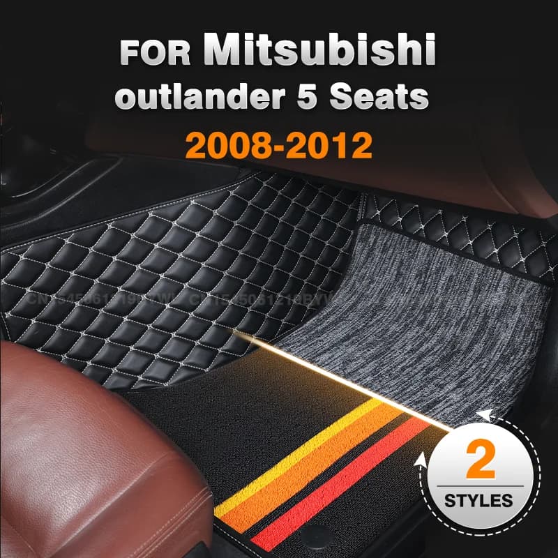Per Mitsubishi outlander 5-SEAT 2008-2012 09 10 11 Tappetini per auto a doppio strato Tappetini per auto personalizzati Accessori per tappeti