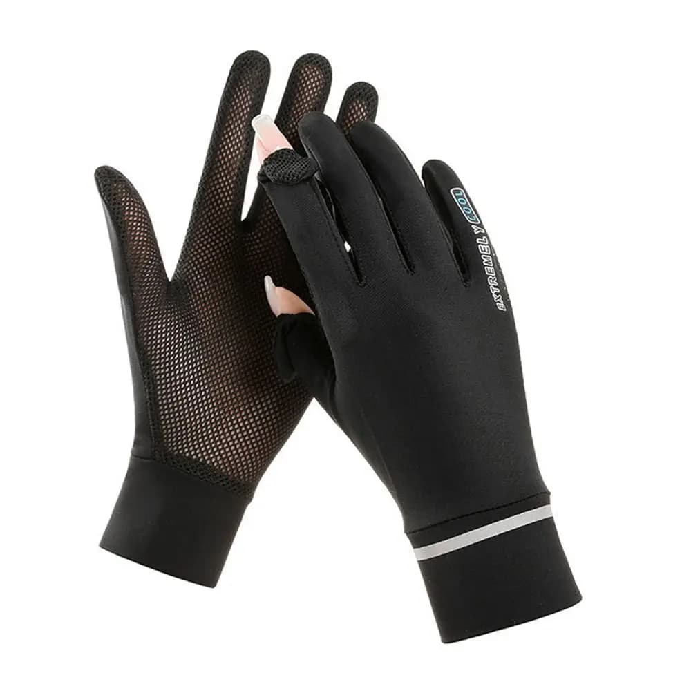 Guanti Sottili in Seta Ghiacciata per Ciclismo, Guida e Corsa, Protezione Solare Anti-UV