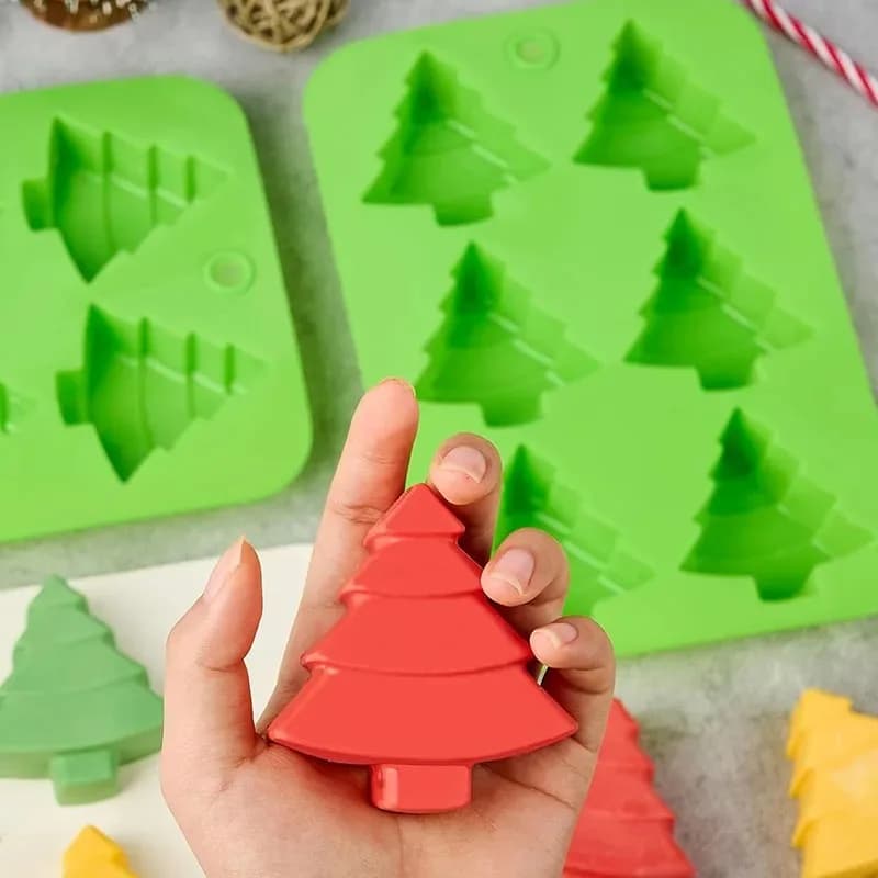 Stampi in silicone a forma di albero di Natale per sapone, biscotti, dolcetti, cubetti di ghiaccio, lozioni e candele - Tema natalizio 3D