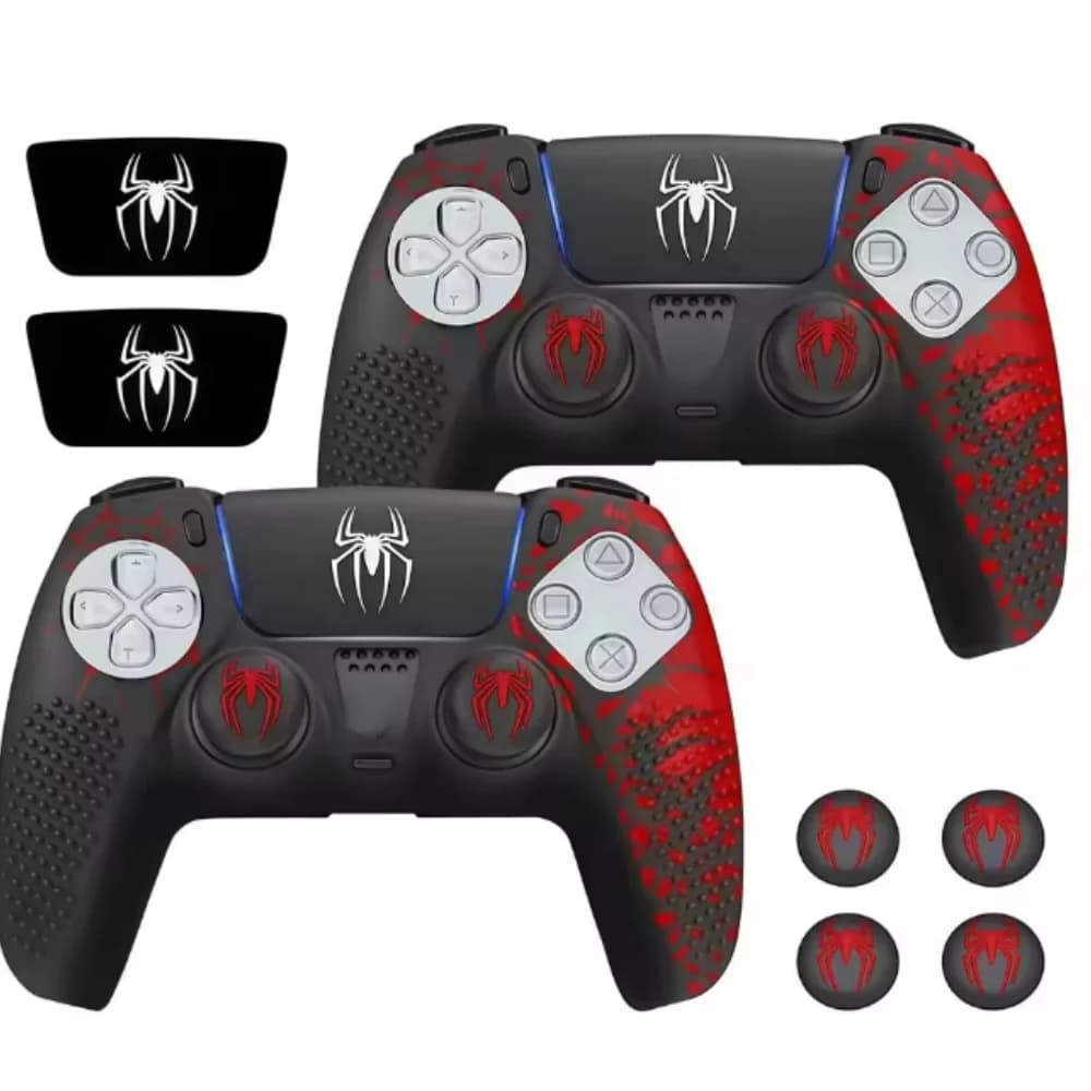 Per custodia protettiva per controller PS5 Pelle protettiva in silicone antiscivolo compatibile con controller PS5 con adesivo per cappuccio con impugnatura per pollice